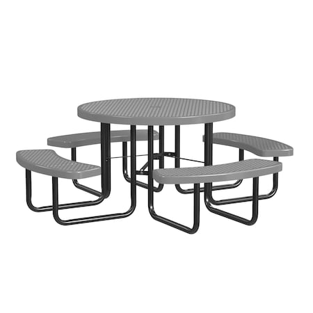 Round Portable Picnic Table, Gray, 46 in MPN:T46ROP-GRAY
