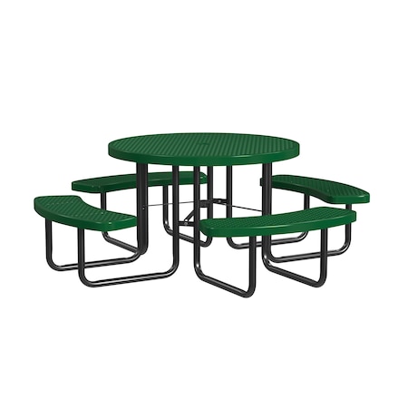 Round Portable Picnic Table, Green, 46 in L MPN:T46ROP-GREEN