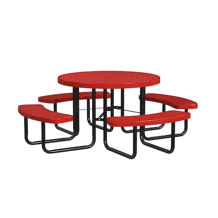 Round Portable Picnic Table, Red, 46 in L MPN:T46ROP-RED
