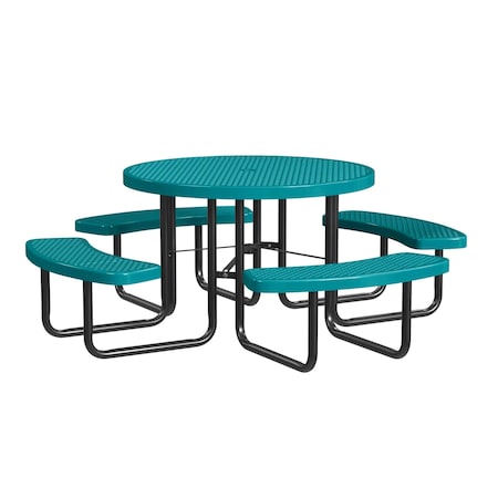 Round Potable Picnic Table, Teal, 46 in MPN:T46ROP-TEAL