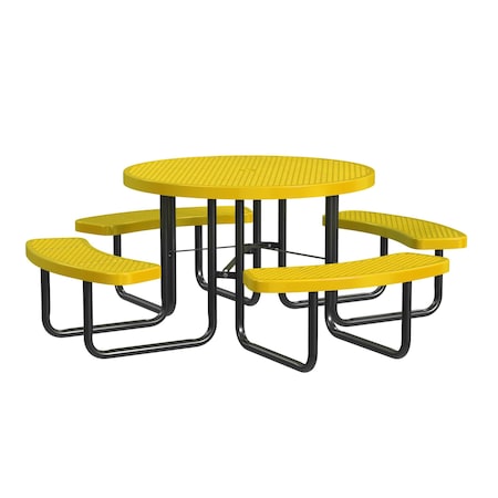Round Portable Picnic Table, Yellow, 46 in L MPN:T46ROP-YELLOW