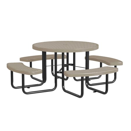 Round Picnic Table, Beige, Surface Mount, 46 in MPN:T46ROSM-BEIGE