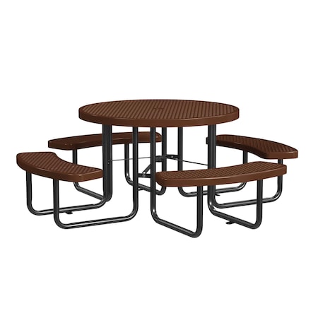 Round Picnic Table, Brown, Surface Mount, 46 in MPN:T46ROSM-BROWN