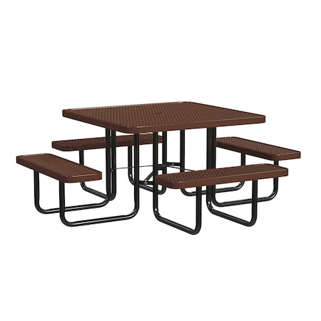 Square Portable Picnic Table, Brown, 46 in L MPN:T46SQP-BROWN
