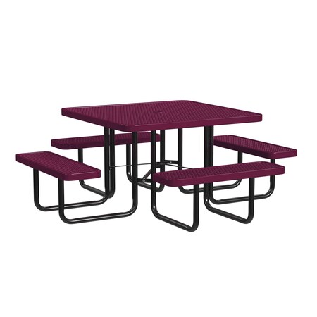 Square Portable Picnic Table, Burgundy, 46 in L MPN:T46SQP-BURGUNDY
