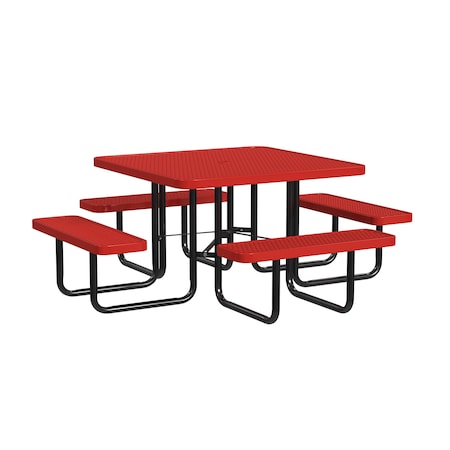 Square Portable Picnic Table, Red, 46 in L MPN:T46SQP-RED