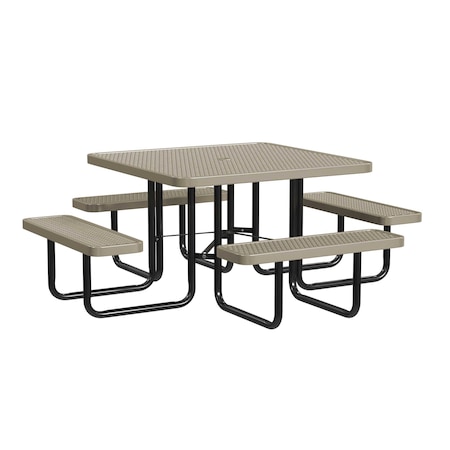 Square Picnic Table, Beige, Surface Mount, 46 in MPN:T46SQSM-BEIGE