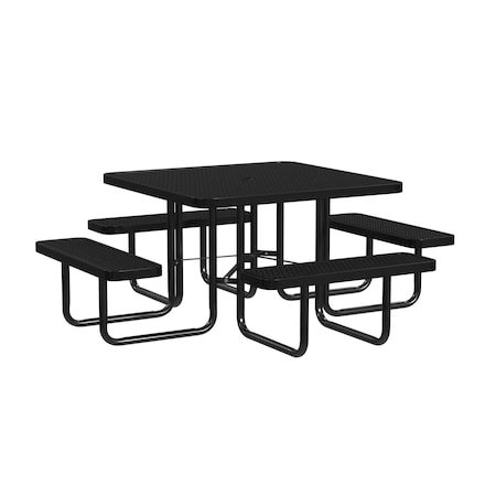 Square Picnic Table, Black, Surface Mount, 46 in MPN:T46SQSM-BLACK