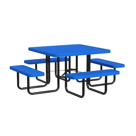 Square Picnic Table, Surface Mount, Blue, 46 in MPN:T46SQSM-BLUE