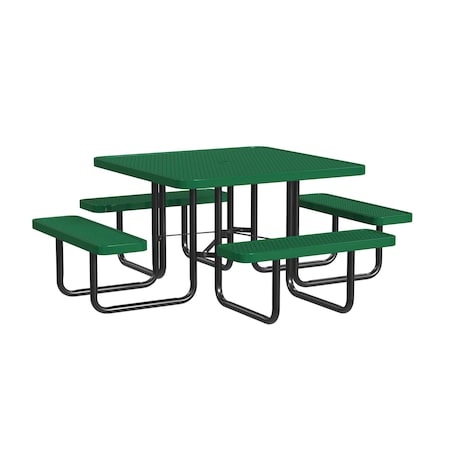 Square Picnic Table, Green, Surface Mount, 46 in MPN:T46SQSM-GREEN