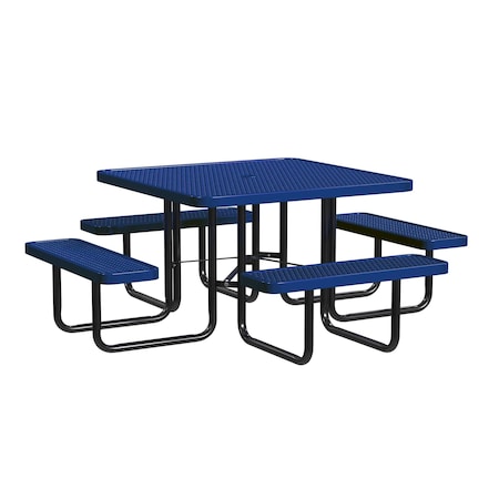 Square Picnic Table, Navy, Surface Mount, 46 in MPN:T46SQSM-NAVY