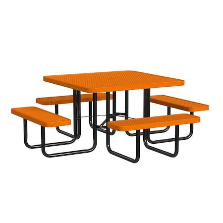 Square Picnic Table, Orange, Surface Mount, 46 in MPN:T46SQSM-ORANGE