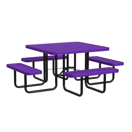Square Picnic Table, Purple, In Ground Mount, 46 in MPN:T46SQSM-PURPLE