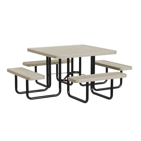 Square Picnic Table, Sandstone, Surface Mount, 46 in MPN:T46SQSM-SANDSTONE