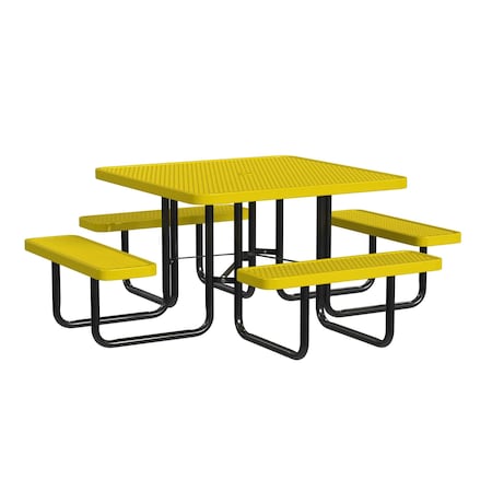 Square Picnic Table, Yellow, Surface Mount, 46 in MPN:T46SQSM-YELLOW
