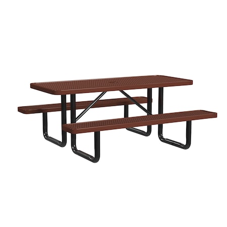 Rectangle Picnic Table, Brown, In Ground Mount, 6 ft L MPN:T6XPIG-BROWN