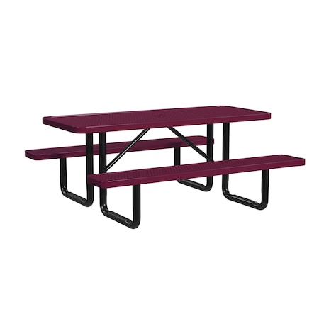 Rectangle Picnic Table, Burgundy, In Ground Mount, 6 ft L MPN:T6XPIG-BURGUNDY