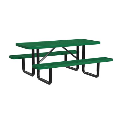 Rectangle Picnic Table, Green, In Ground Mount, 6 ft L MPN:T6XPIG-GREEN