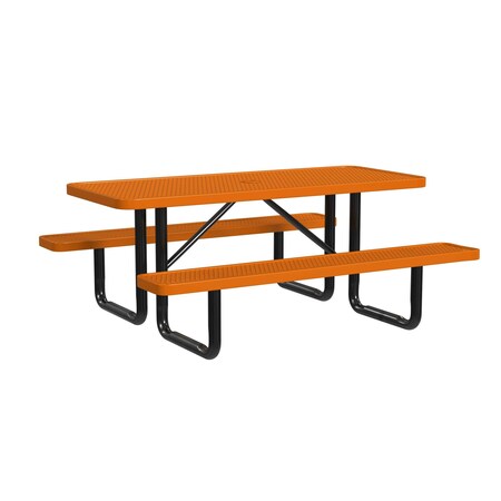 Rectangle Picnic Table, Orange, In Ground Mount, 6 ft L MPN:T6XPIG-ORANGE