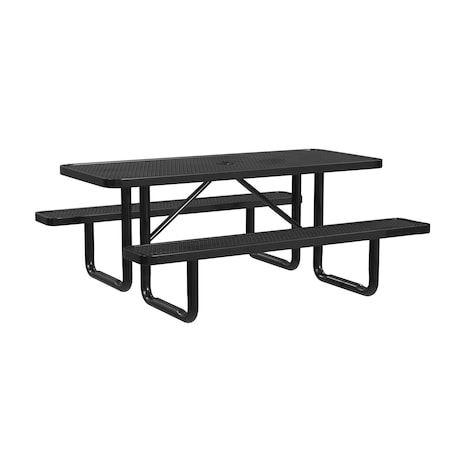 Rectangle Picnic Table, Black, Surface Mount, 6 ft L MPN:T6XPSM-BLACK