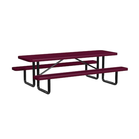 Rectangle Picnic Table, Burgundy, In Ground Mount, 8 ft L MPN:T8XPIG-BURGUNDY