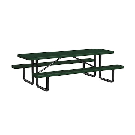 Picnic Table, Black/Green, Surface Mount, 8 ft L MPN:T8XPSM-BLACK GREEN