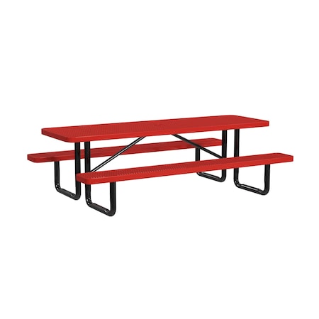 Rectangle Picnic Table, Red, Surface Mount, 8 ft L MPN:T8XPSM-RED