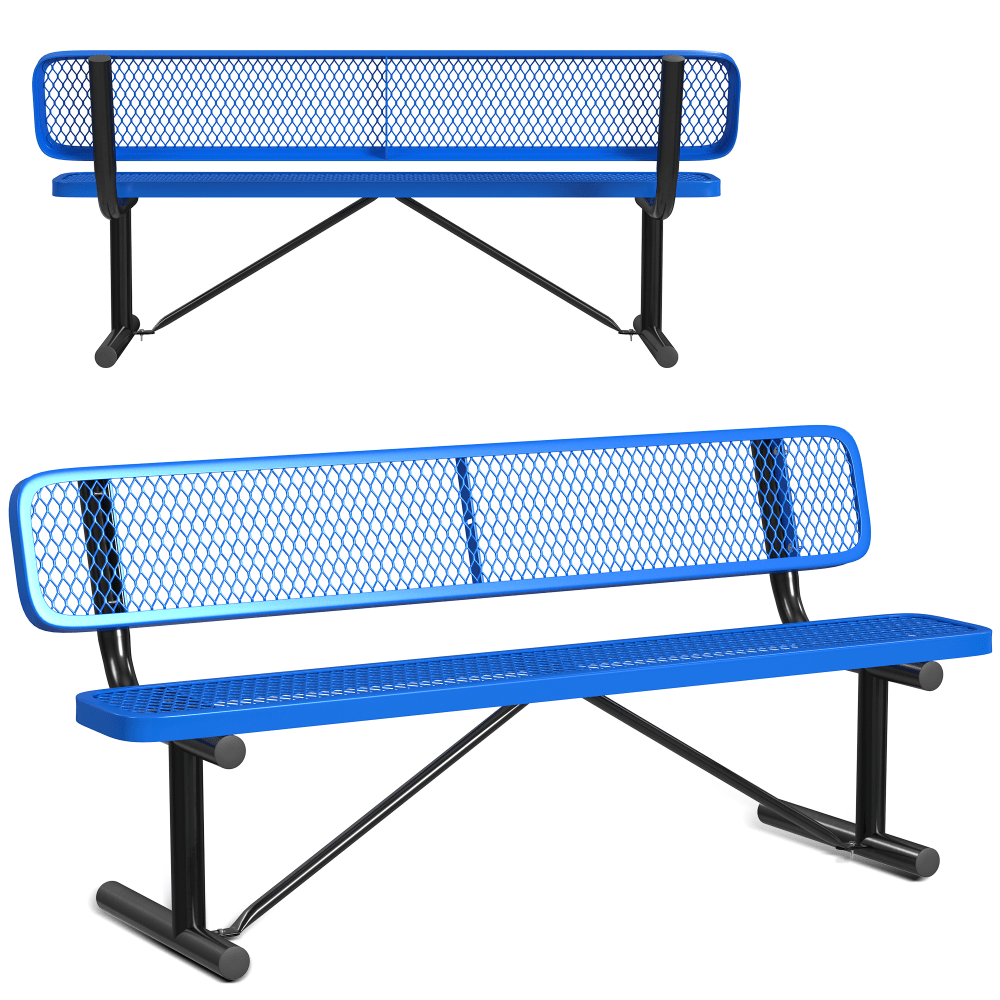 Leisure Craft Outdoor Bench With Back, 32-5/8inH x 72inW x 23-3/4inD, Black/Blue MPN:B6WBP-BLUE