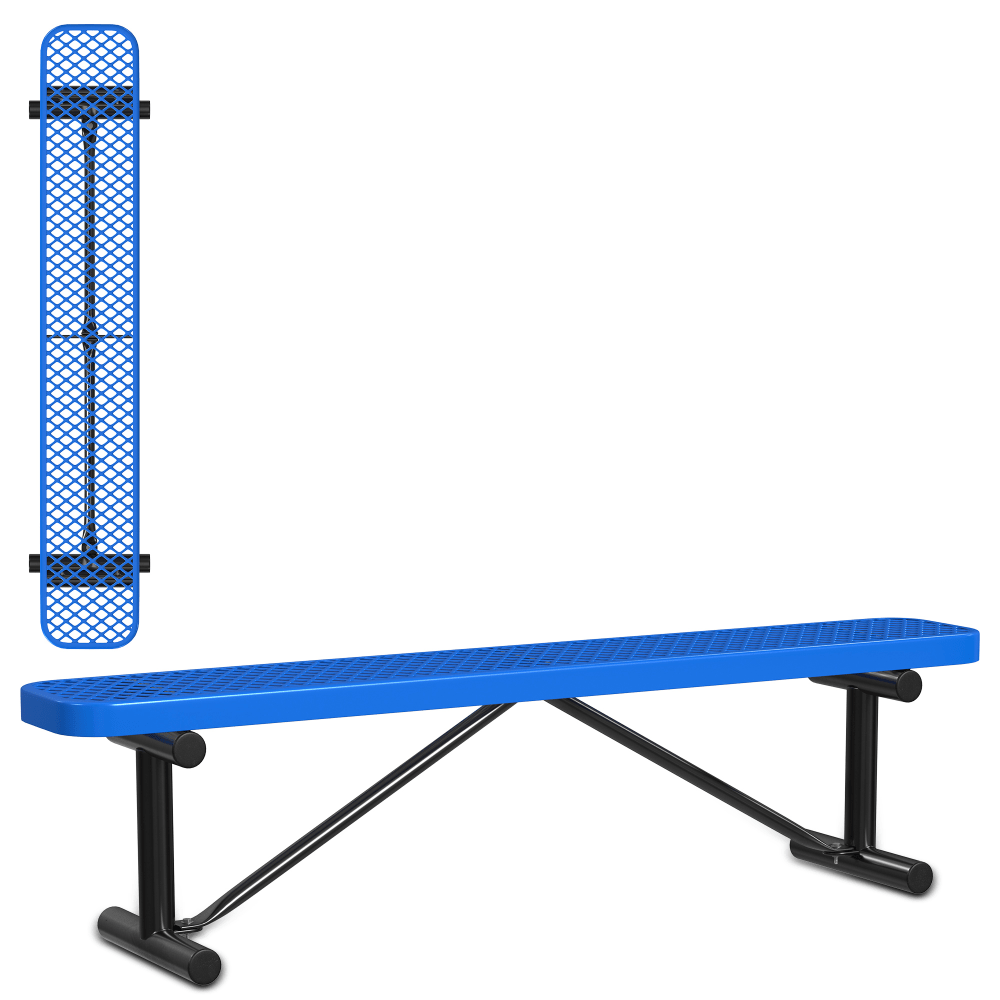 Leisure Craft Outdoor Bench, 18-3/8inH x 72inW x 15inD, Black/Blue MPN:B6XPP-BLUE