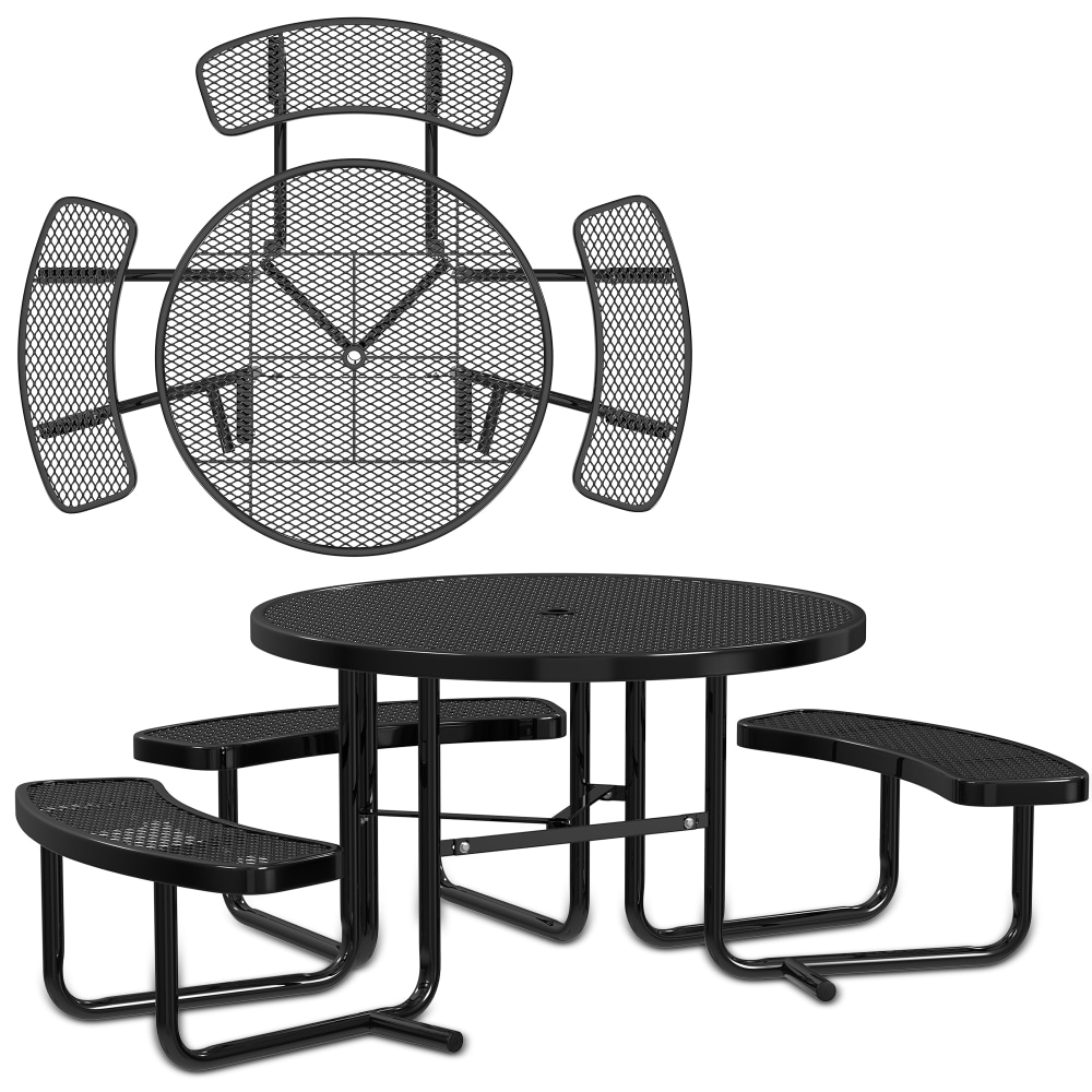 Leisure Craft Round ADA Outdoor Picnic Table, 29-1/4inH x 63-1/2inW x 81inD, Black MPN:T46ROP-ADA-BLACK