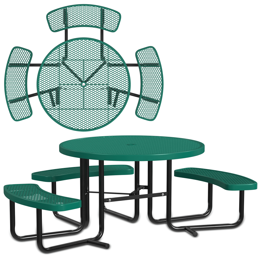 Leisure Craft Round ADA Outdoor Picnic Table, 29-1/4inH x 63-1/2inW x 81inD, Black/Green MPN:T46ROP-ADA-GREEN