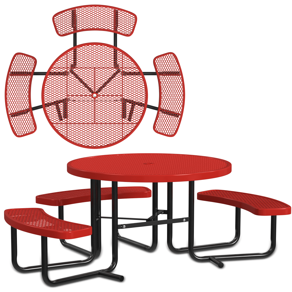 Leisure Craft Round ADA Outdoor Picnic Table, 29-1/4inH x 63-1/2inW x 81inD, Black/Red MPN:T46ROP-ADA-RED