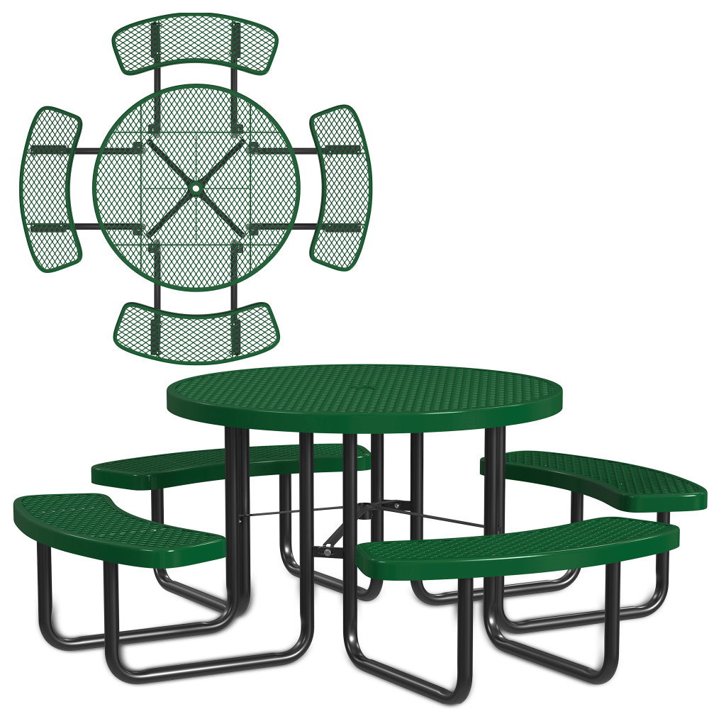 Leisure Craft Round Outdoor Picnic Table, 29-1/4inH x 81inW x 81inD, Black/Green MPN:T46ROP-GREEN