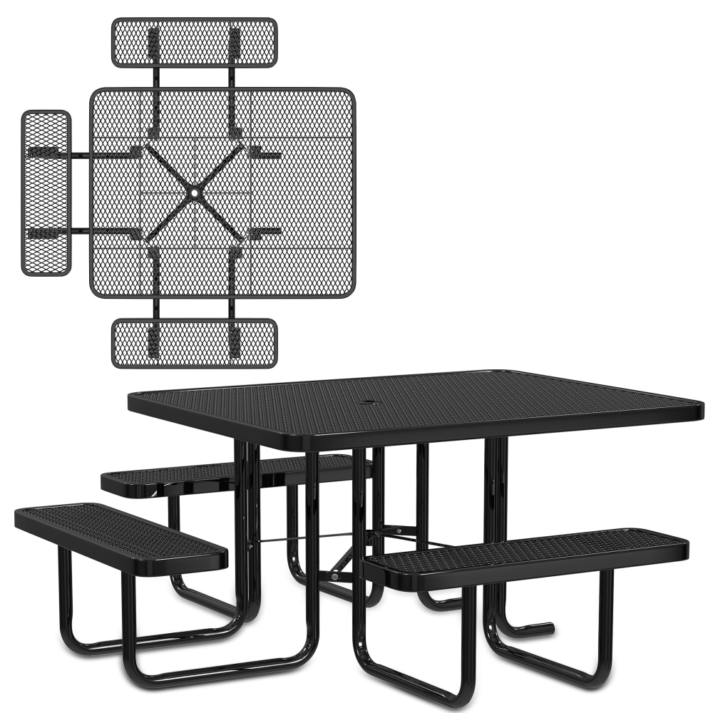 Leisure Craft Square ADA Outdoor Picnic Table, 29-1/4inH x 75inW x 80inD, Black MPN:T46SQP-ADA-BLACK