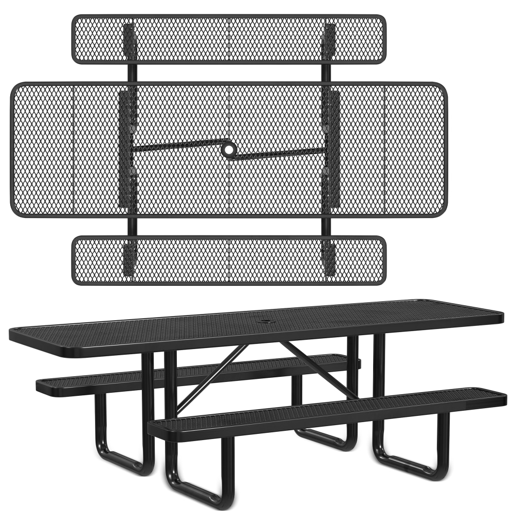 Leisure Craft Rectangle ADA Outdoor Picnic Table, 29-11/16inH x 96inW x 62inD, Black MPN:T8XPP-ADA-BLACK