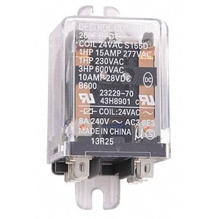 Switching Relay, DPDT, 24V AC Volts MPN:43H89