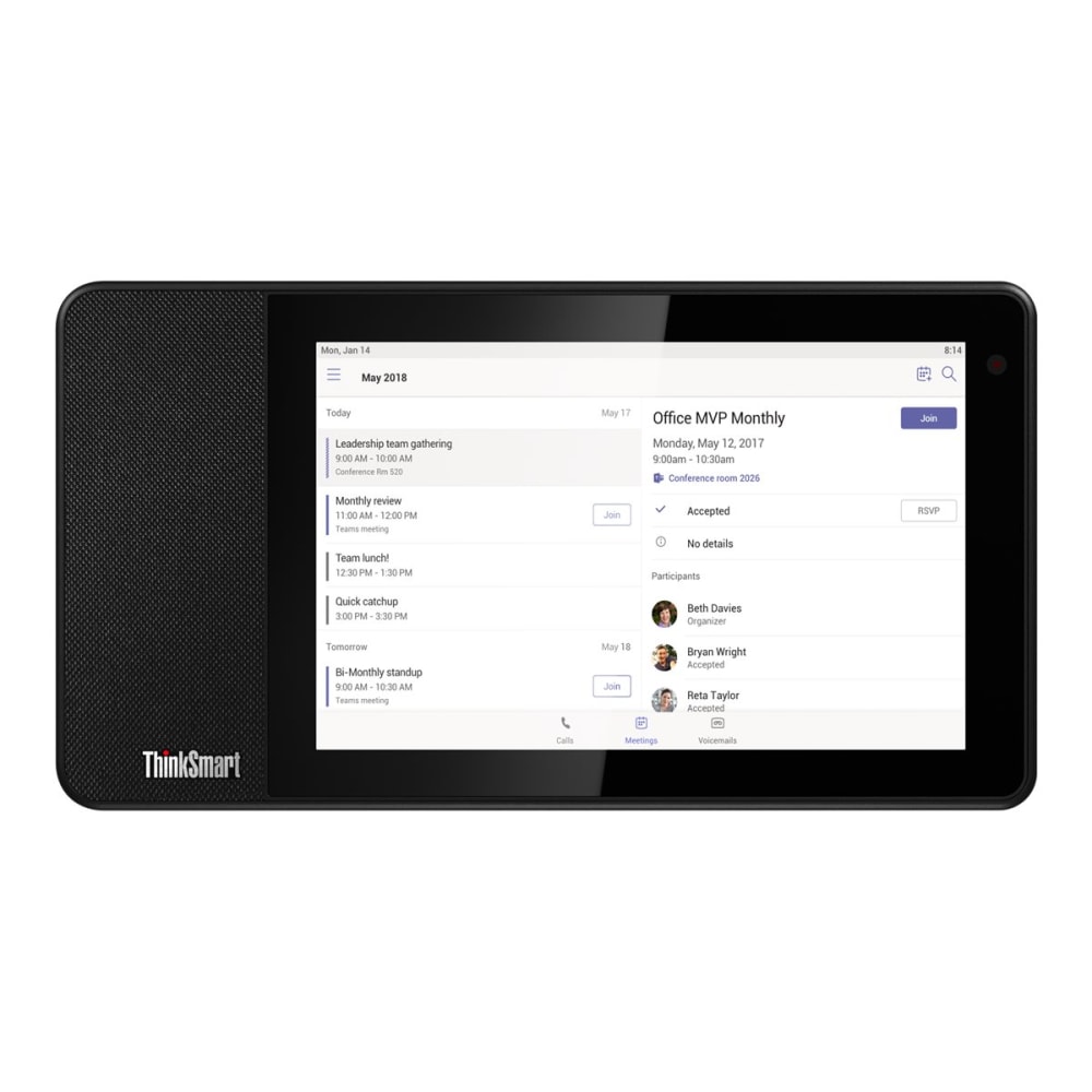 Lenovo ThinkSmart View - Smart display - LCD 8in - wireless - Wi-Fi, Bluetooth - 10 Watt - business black MPN:ZA690000US