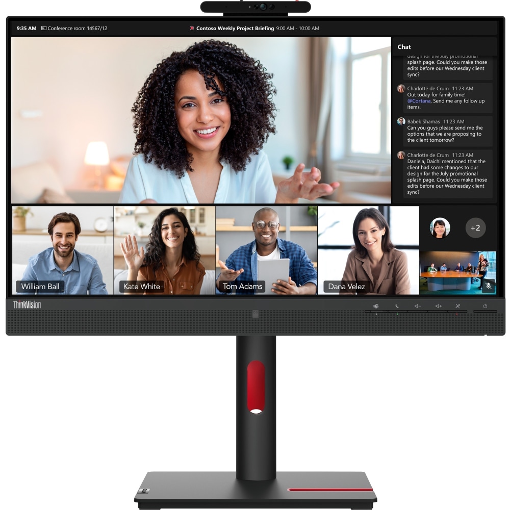 Lenovo ThinkVision T24mv-30 24in Class Webcam Full HD LCD Monitor - 16:9 - Raven Black - 23.8in Viewable - 63D7UAR3US MPN:63D7UAR3US