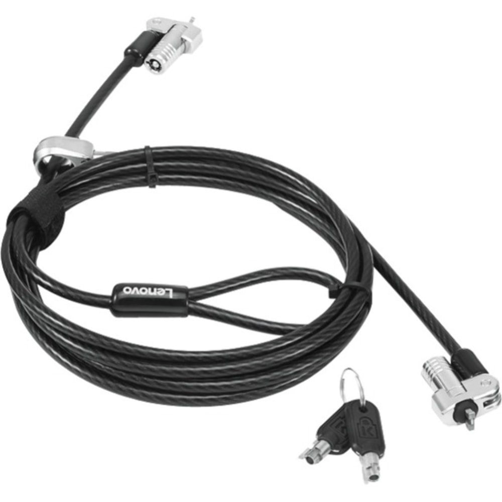 Lenovo NanoSaver Twin Head Cable Lock - 6.56 ft Cable - Patented T-bar/Key Lock - Black - Carbon Steel, Plastic - - 4XE1B81916 MPN:4XE1B81916