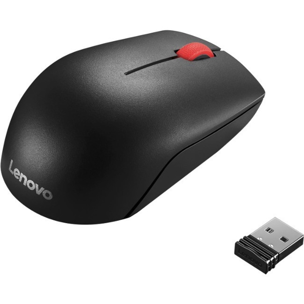 Lenovo Essential Compact Wireless Mouse - Optical - Radio Frequency - Black - USB - 1000 dpi - 3 Button(s) - Symmetrical MPN:4Y50R20864