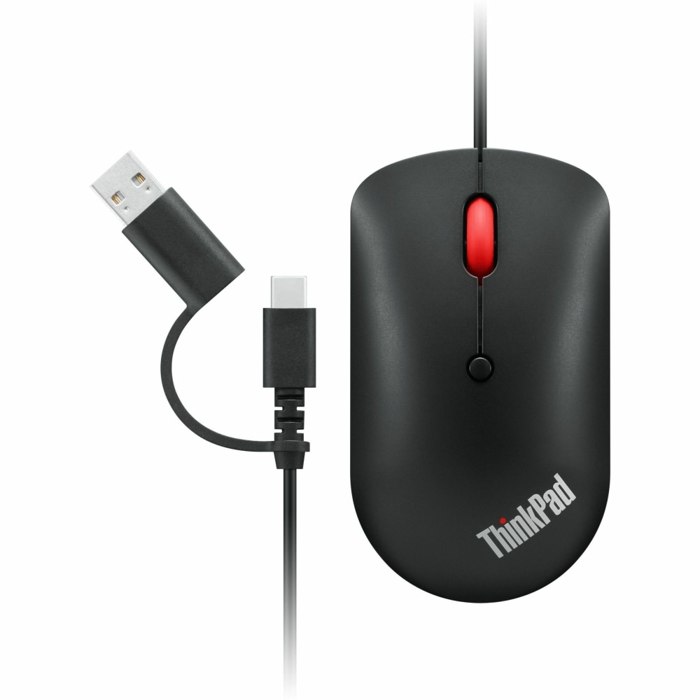 Lenovo ThinkPad USB-C Wired Compact Mouse - Optical - Cable - Raven Black - USB Type C - 2400 dpi - Scroll Wheel - 4 Button(s) MPN:4Y51D20850