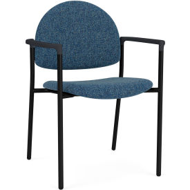 Lesro Chat Guest Chair Black Frame Onyx Black Armrests Connelly Blue Jay Fabric CX1131.SBK.COX-01COBJ
