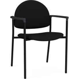 Lesro Chat Guest Chair Black Frame Onyx Black Armrests Open House Black Fabric CX1131.SBK.COX-01OHBK