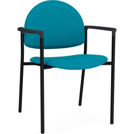 Lesro Chat Guest Chair Black Frame Onyx Black Armrests Open House Waterfall Fabric CX1131.SBK.COX-01OHWF