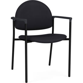 Lesro Chat Guest Chair Black Frame Onyx Black Armrests Patriot Plus Black Vinyl CX1131.SBK.COX-01PPBK