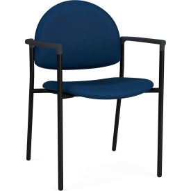 Lesro Chat Guest Chair Black Frame Onyx Black Armrests Patriot Plus Imperial Blue Vinyl CX1131.SBK.COX-01PPIB