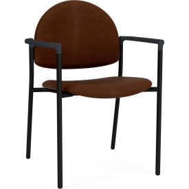 Lesro Chat Guest Chair Black Frame Onyx Black Armrests Patriot Plus Mocha Vinyl CX1131.SBK.COX-01PPMO