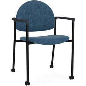 Lesro Chat Guest Chair with Casters Black Frame Onyx Black Armrests Connelly Blue Jay Fabric CX1131.SBK.COX.F04-01COBJ
