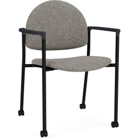 Lesro Chat Guest Chair with Casters Black Frame Onyx Black Armrests Connelly Dove Fabric CX1131.SBK.COX.F04-01CODO