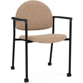 Lesro Chat Guest Chair with Casters Black Frame Onyx Black Armrests Connelly Wren Fabric CX1131.SBK.COX.F04-01COWN